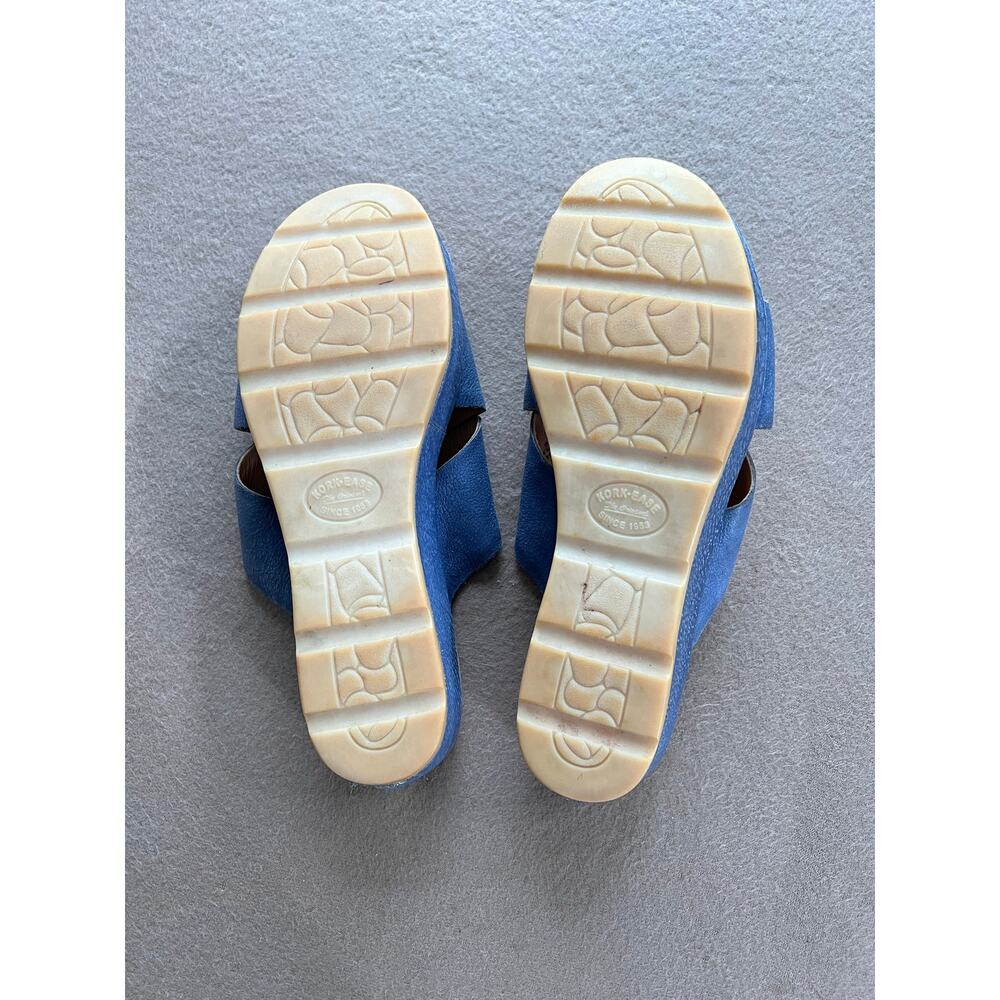 TKork-Ease Baja Sport Leather Wedge Slide Sandals - Blue - Size 9 - Picture 8 of 8